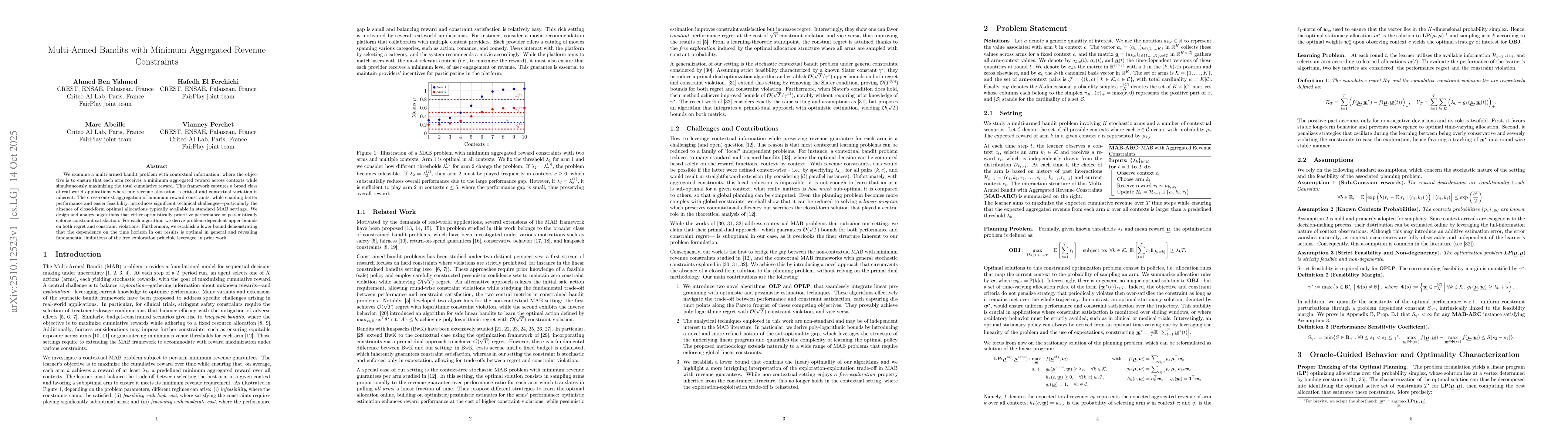 Thumbnail for Multi-Armed Bandits with Minimum Aggregated Revenue Constraints