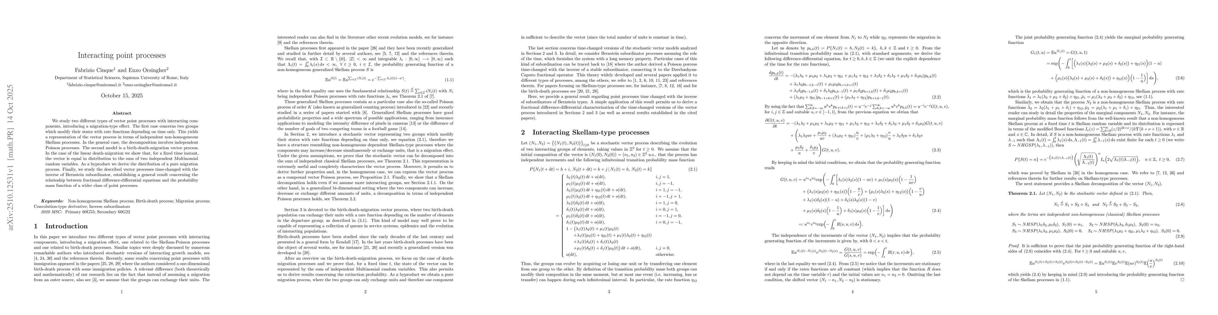 Thumbnail for Interacting point processes