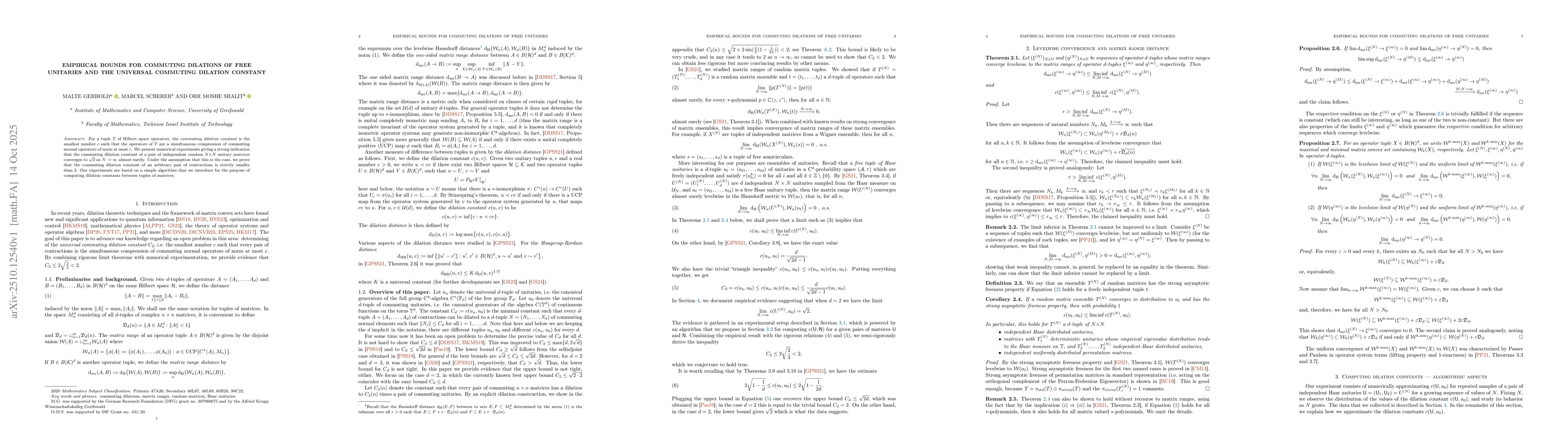 Thumbnail for Empirical bounds for commuting dilations of free unitaries and the
  universal commuting dilation constant