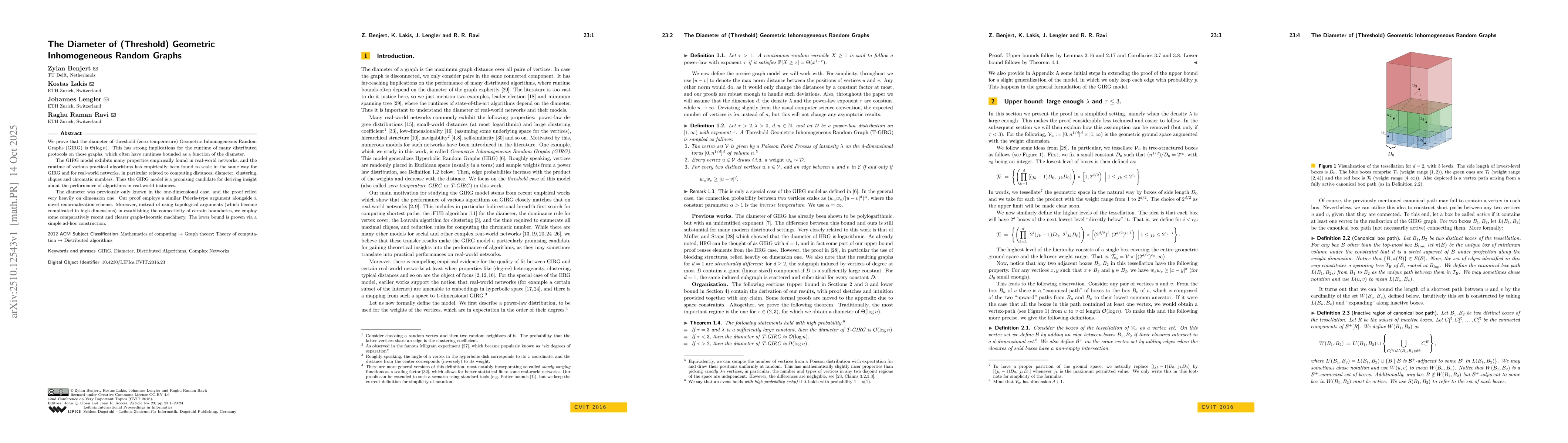 Thumbnail for The Diameter of (Threshold) Geometric Inhomogeneous Random Graphs