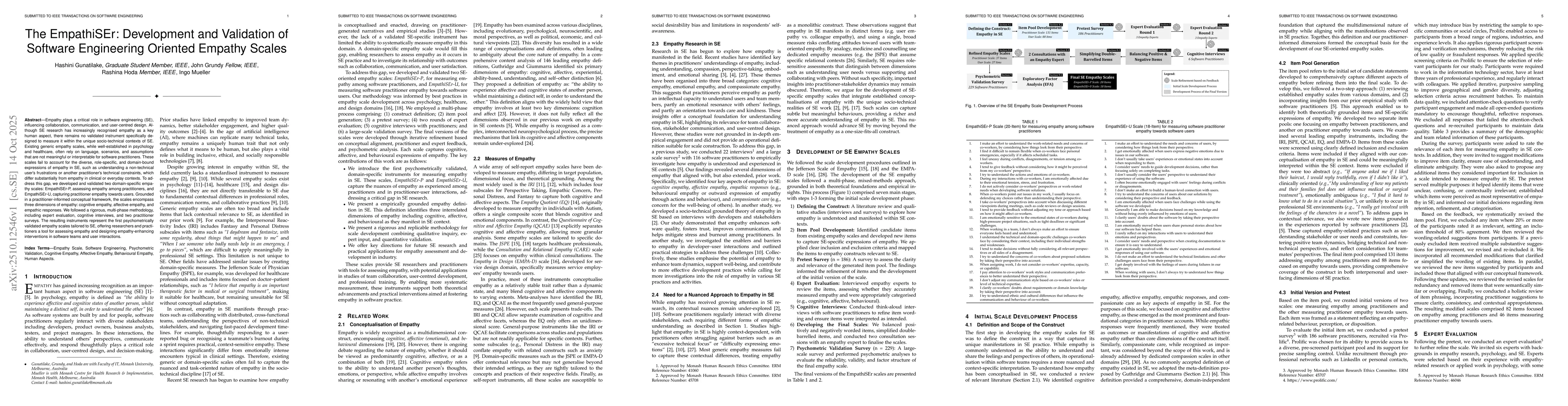 Thumbnail for The EmpathiSEr: Development and Validation of Software Engineering
  Oriented Empathy Scales