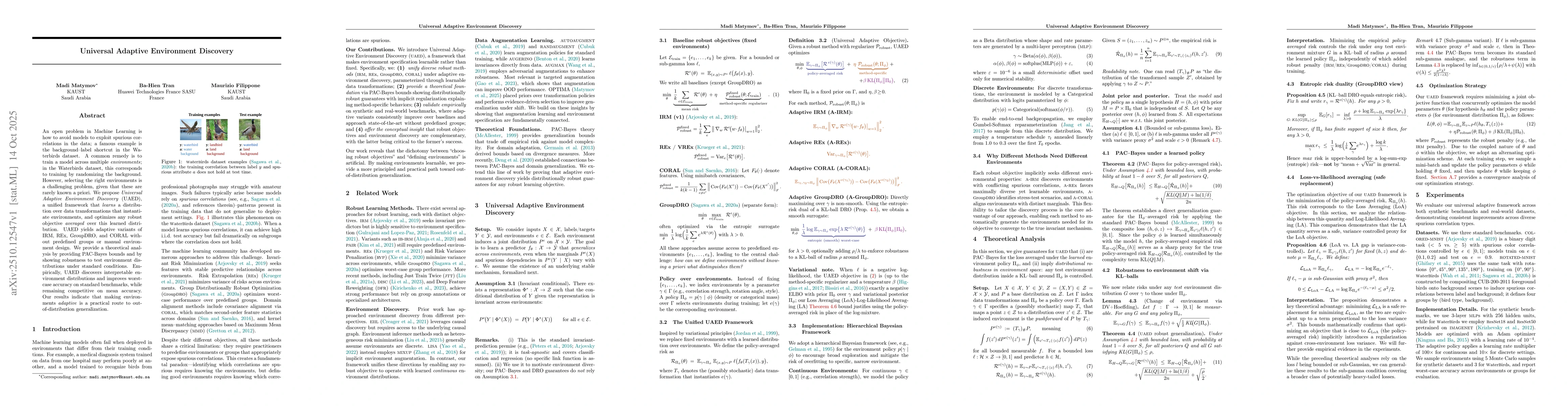 Thumbnail for Universal Adaptive Environment Discovery