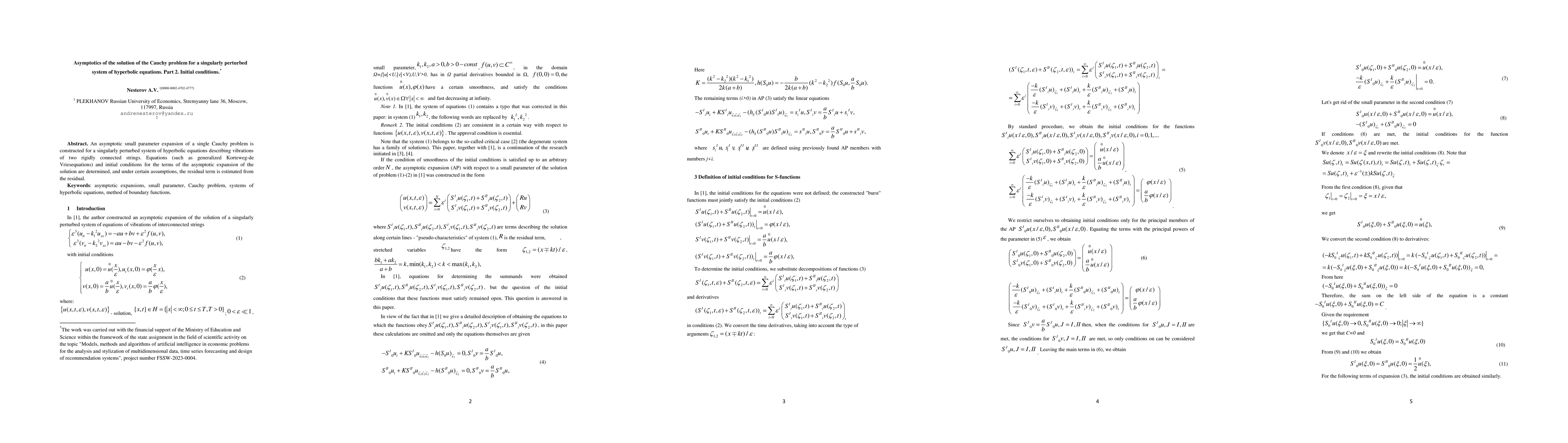 Thumbnail for Asymptotics of the solution of the Cauchy problem for a singularly
  perturbed system of hyperbolic equations. Part 2. Initial conditions
