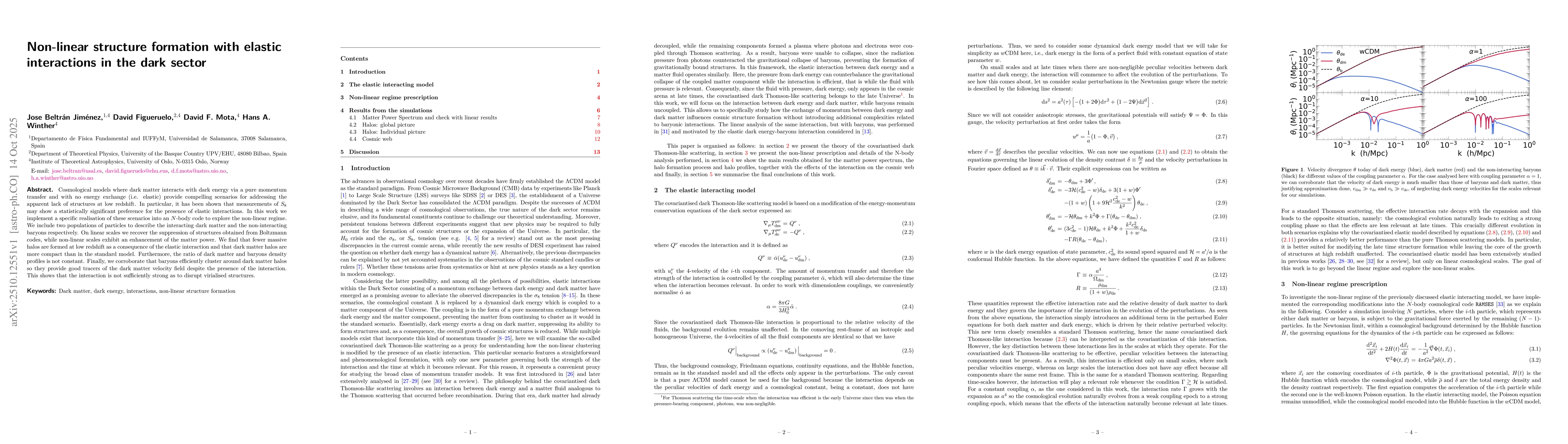 Thumbnail for Non-linear structure formation with elastic interactions in the dark
  sector