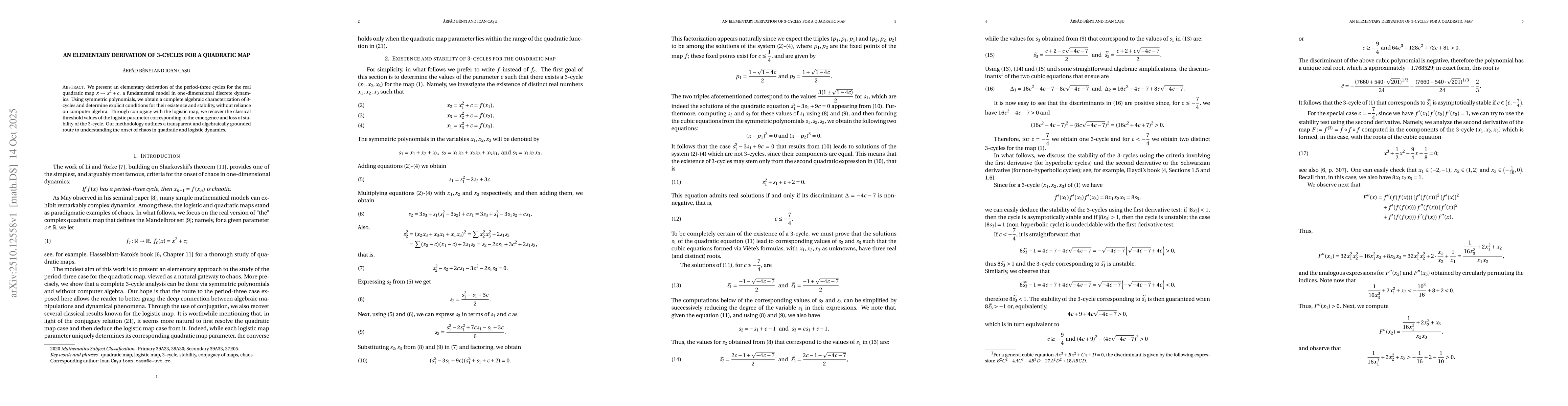 Thumbnail for An elementary derivation of 3-cycles for a quadratic map