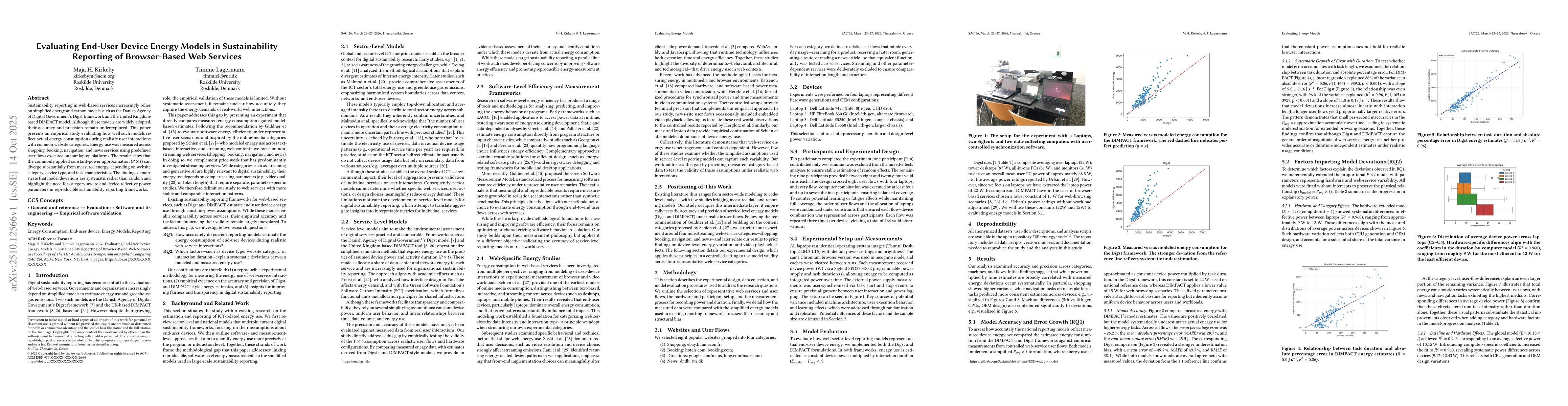 Thumbnail for Evaluating End-User Device Energy Models in Sustainability Reporting of
  Browser-Based Web Services