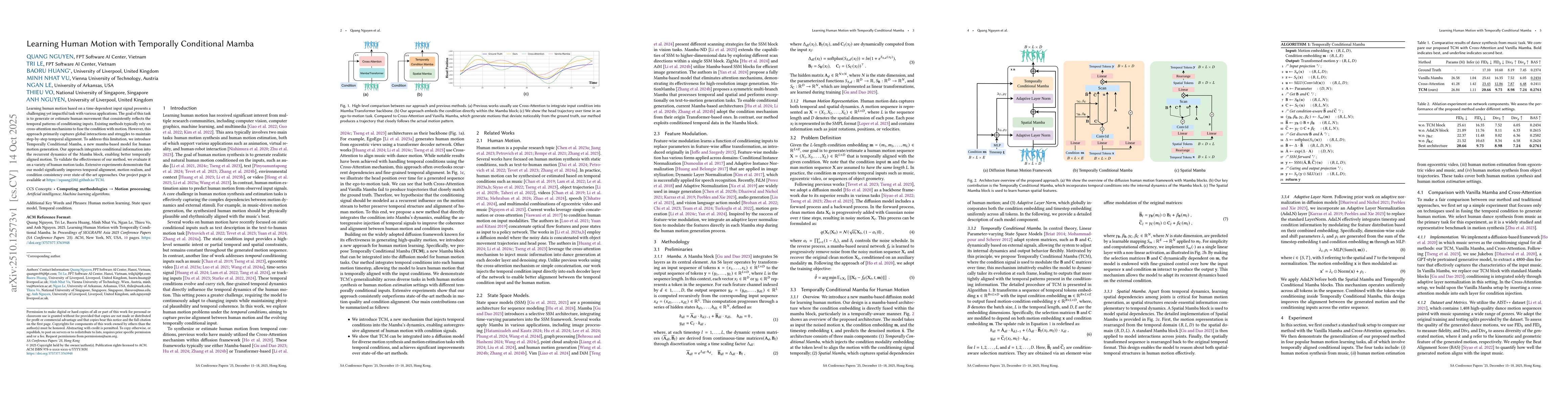 Thumbnail for Learning Human Motion with Temporally Conditional Mamba
