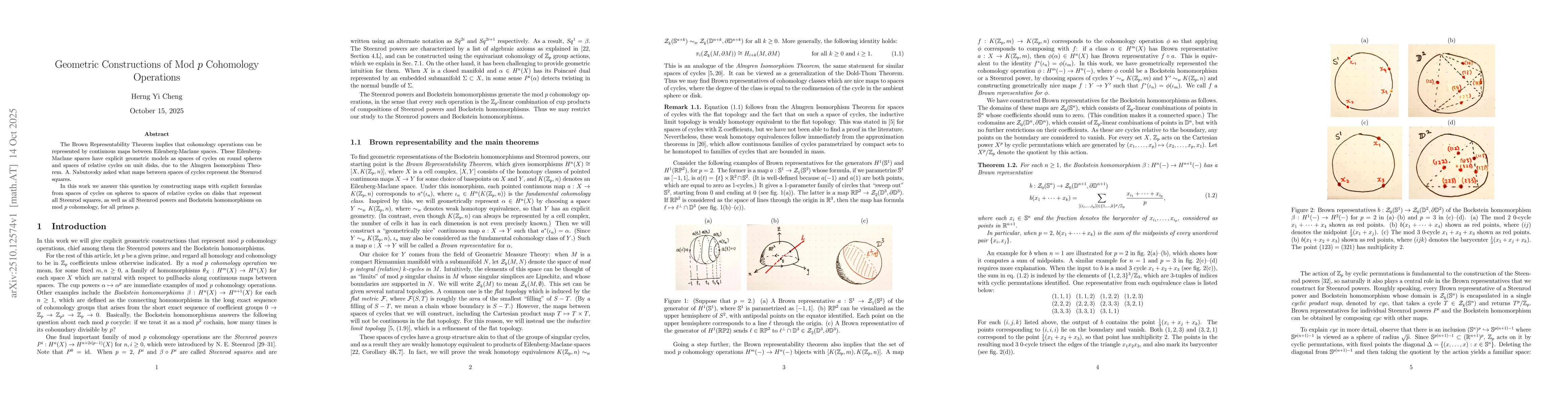 Thumbnail for Geometric Constructions of Mod $p$ Cohomology Operations