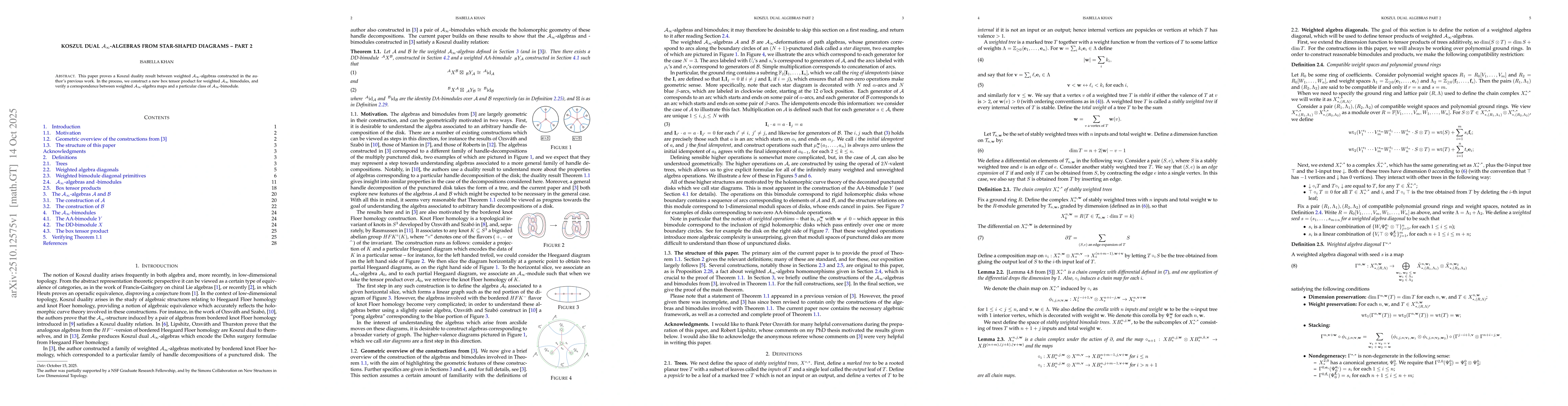 Thumbnail for Koszul dual $\mathcal{A}_{\infty}$-algebras from star-shaped diagrams --
  part 2