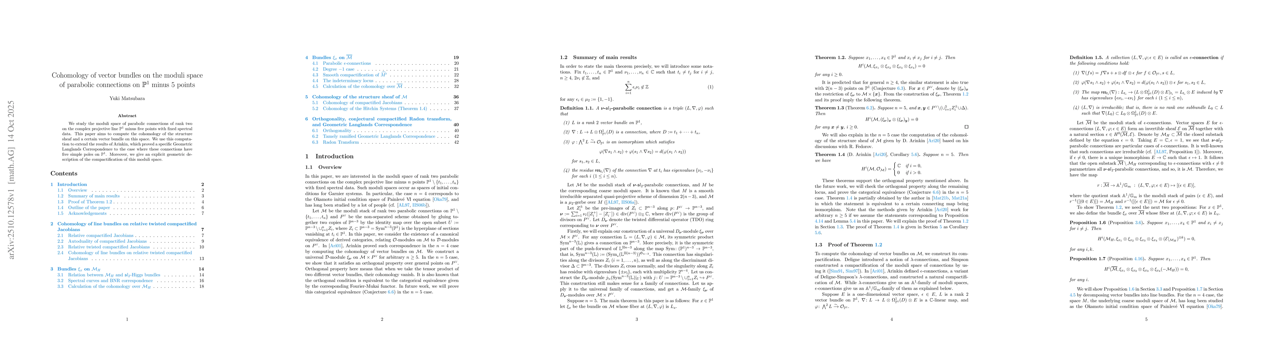 Thumbnail for Cohomology of vector bundles on the moduli space of parabolic
  connections on $\mathbb{P}^1$ minus $5$ points