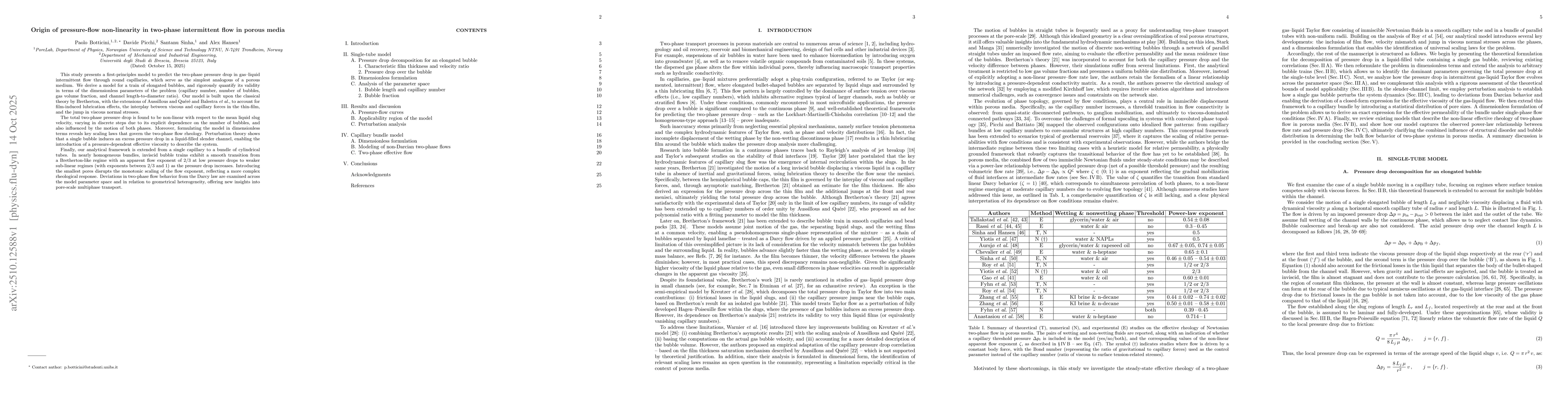 Thumbnail for Origin of pressure-flow non-linearity in two-phase intermittent flow in
  porous media