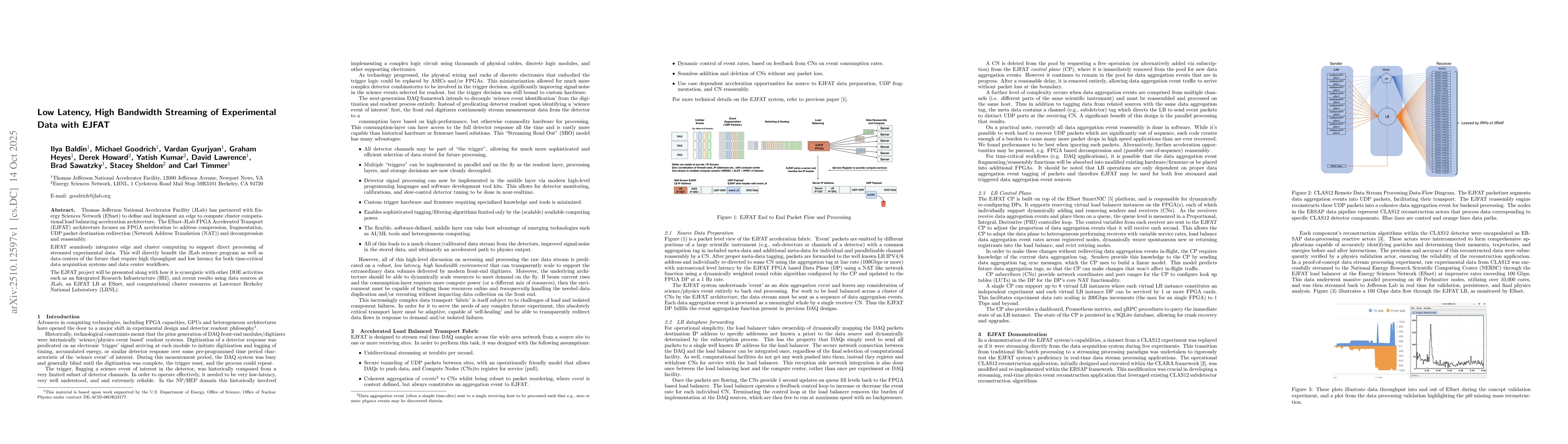 Thumbnail for Low Latency, High Bandwidth Streaming of Experimental Data with EJFAT