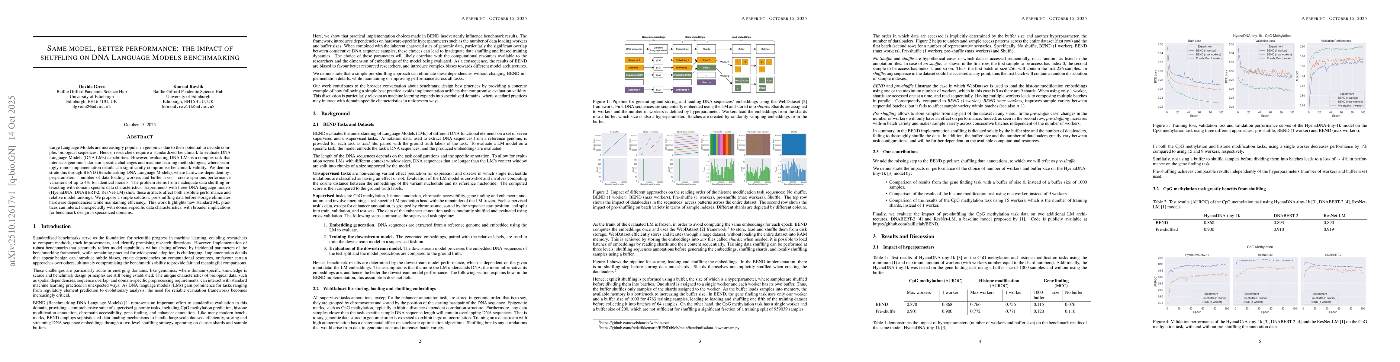 Thumbnail for Same model, better performance: the impact of shuffling on DNA Language
  Models benchmarking