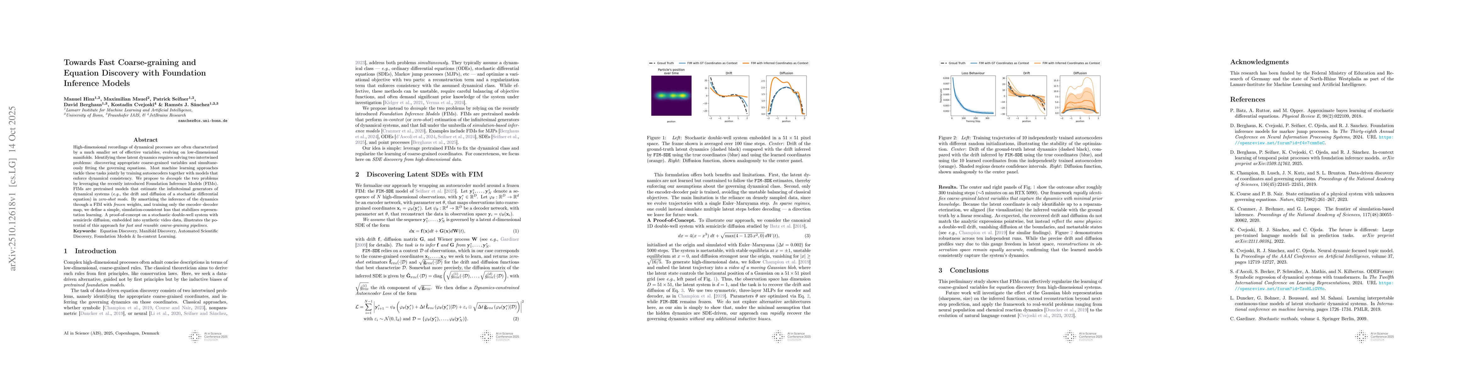 Thumbnail for Towards Fast Coarse-graining and Equation Discovery with Foundation
  Inference Models