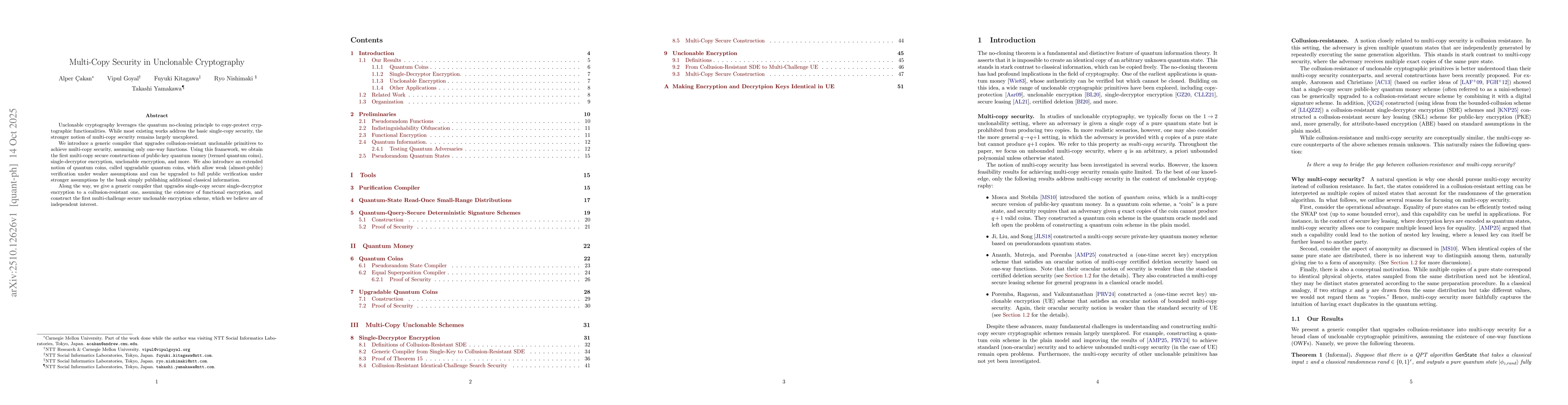 Thumbnail for Multi-Copy Security in Unclonable Cryptography