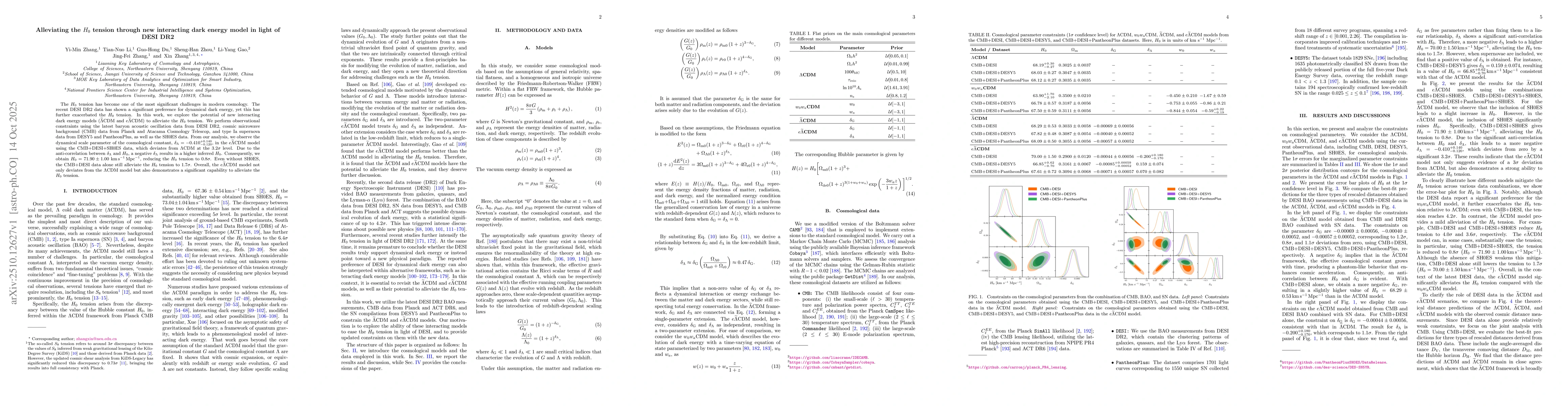 Thumbnail for Alleviating the $H_0$ tension through new interacting dark energy model
  in light of DESI DR2