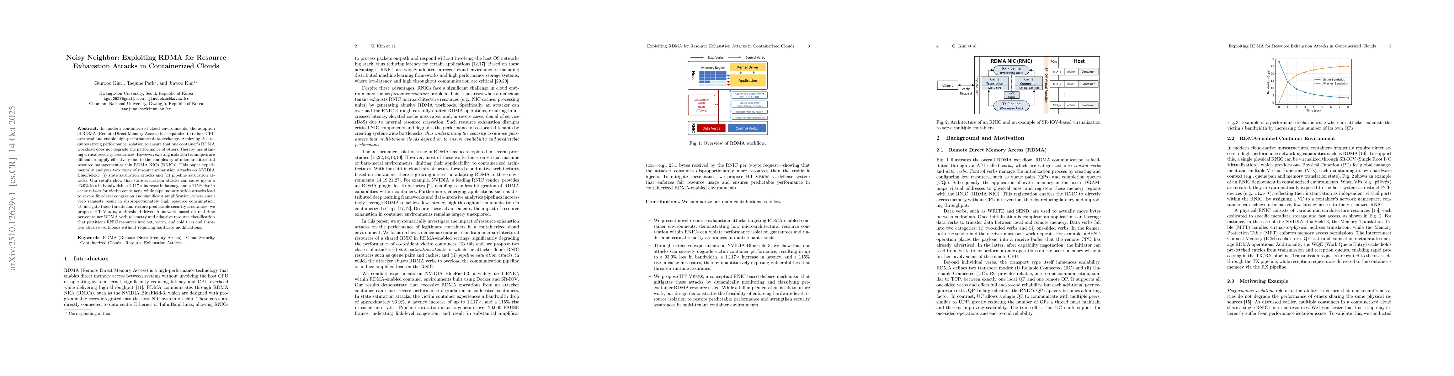 Thumbnail for Noisy Neighbor: Exploiting RDMA for Resource Exhaustion Attacks in
  Containerized Clouds