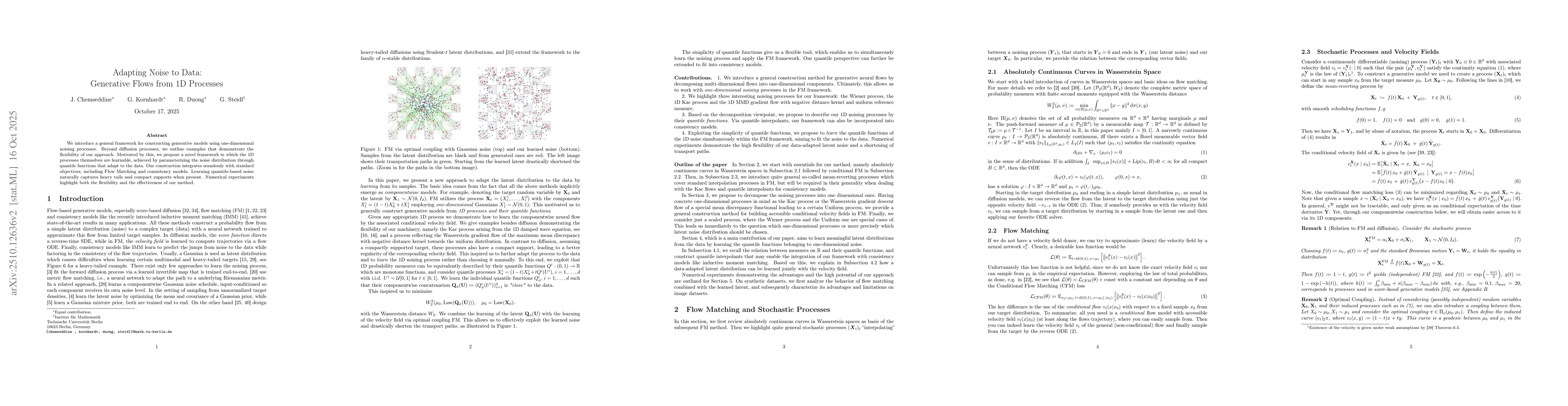 Thumbnail for Adapting Noise to Data: Generative Flows from 1D Processes