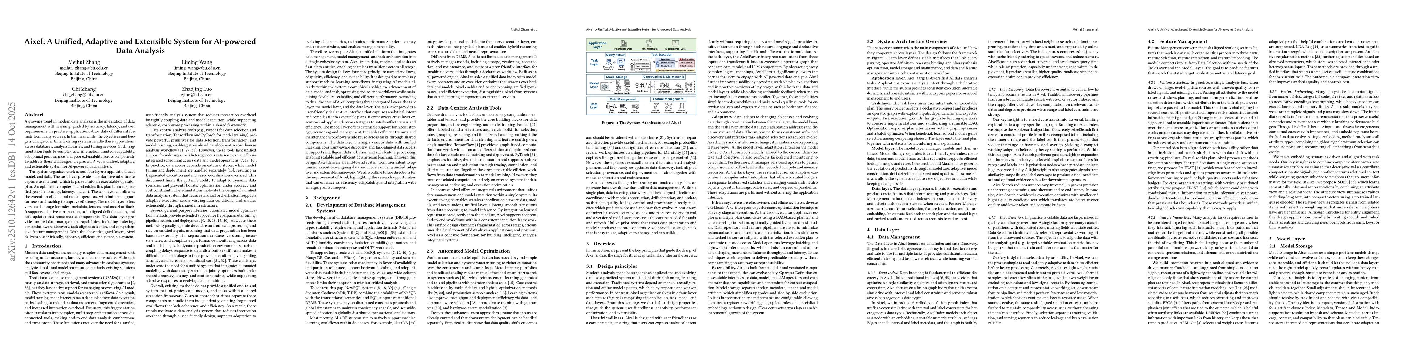 Thumbnail for Aixel: A Unified, Adaptive and Extensible System for AI-powered Data
  Analysis