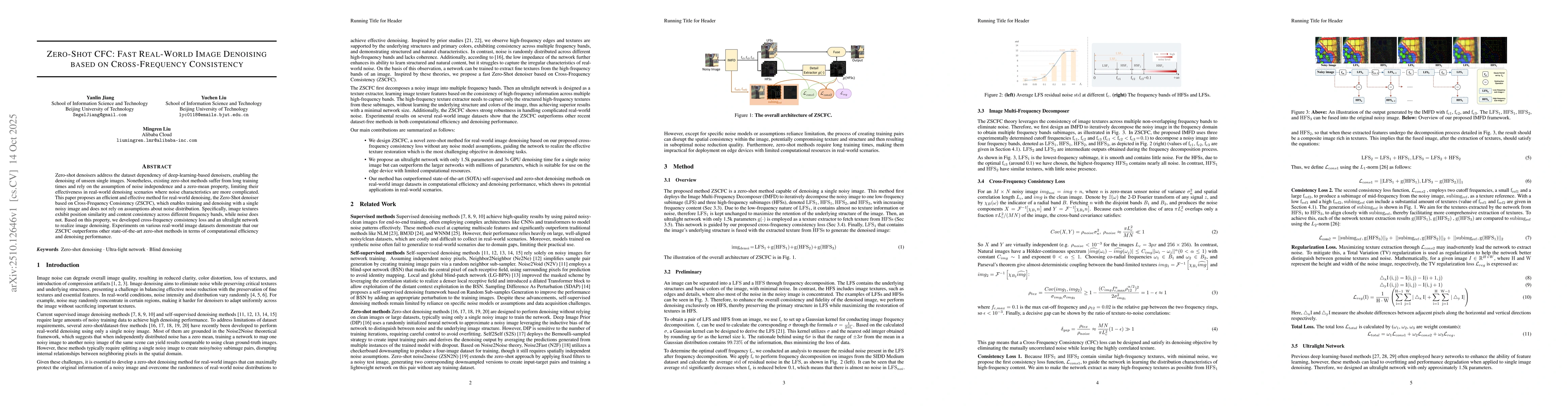 Thumbnail for Zero-Shot CFC: Fast Real-World Image Denoising based on Cross-Frequency
  Consistency