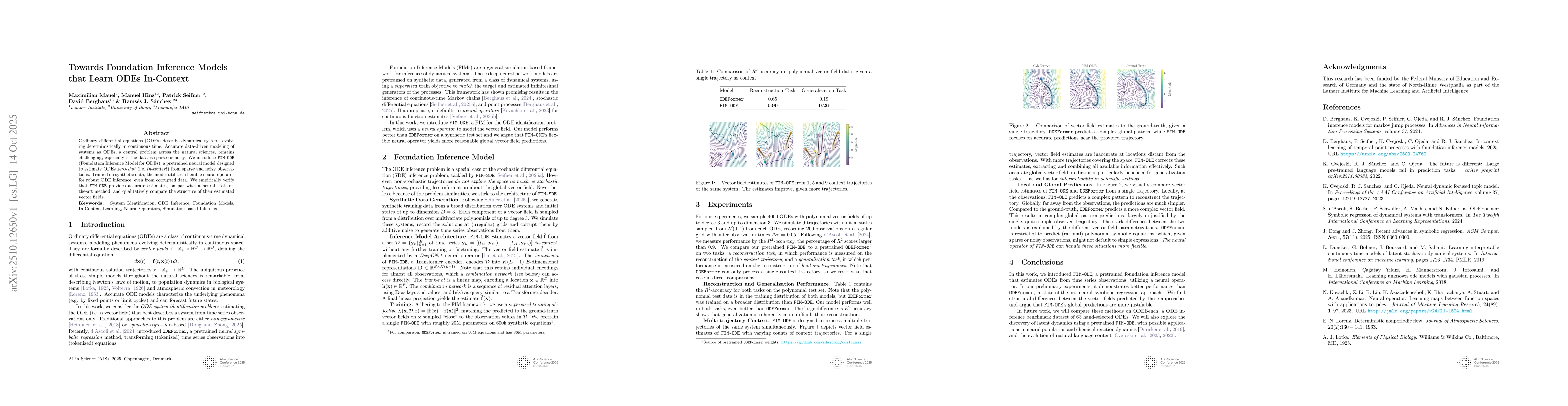 Thumbnail for Towards Foundation Inference Models that Learn ODEs In-Context