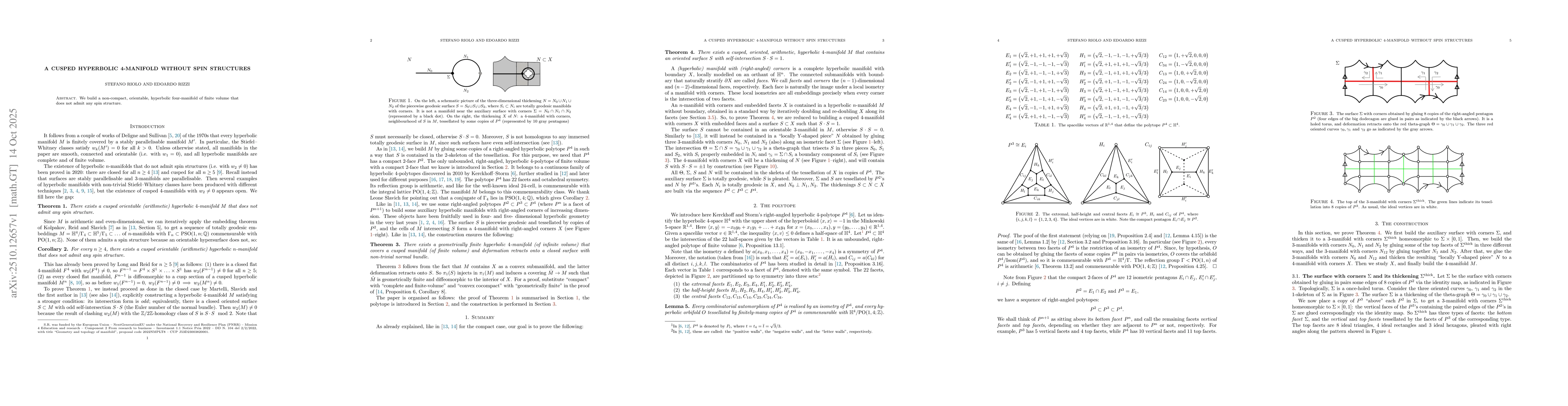 Thumbnail for A cusped hyperbolic 4-manifold without spin structures