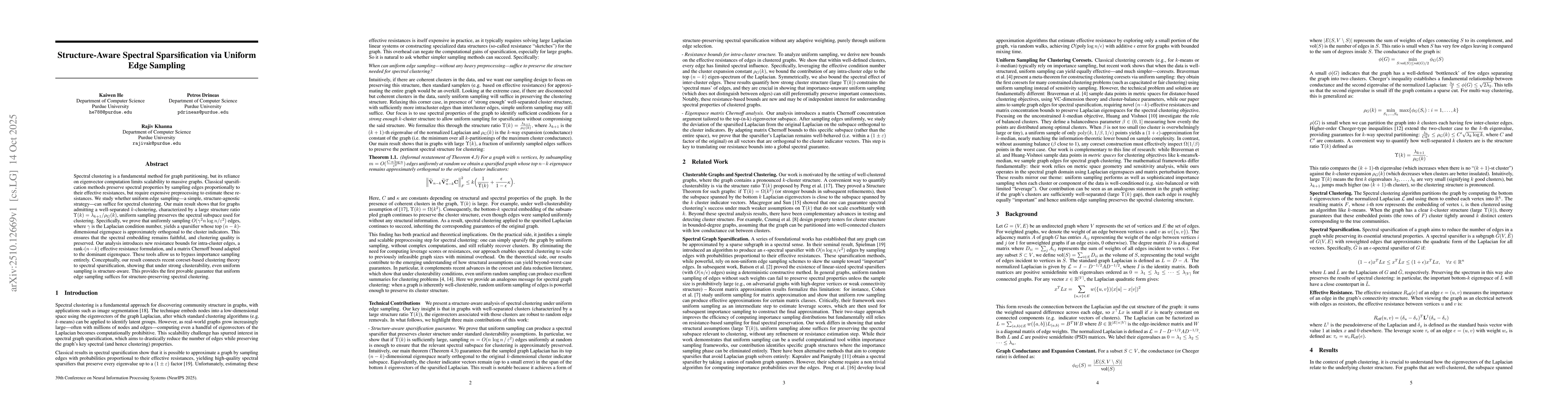 Thumbnail for Structure-Aware Spectral Sparsification via Uniform Edge Sampling