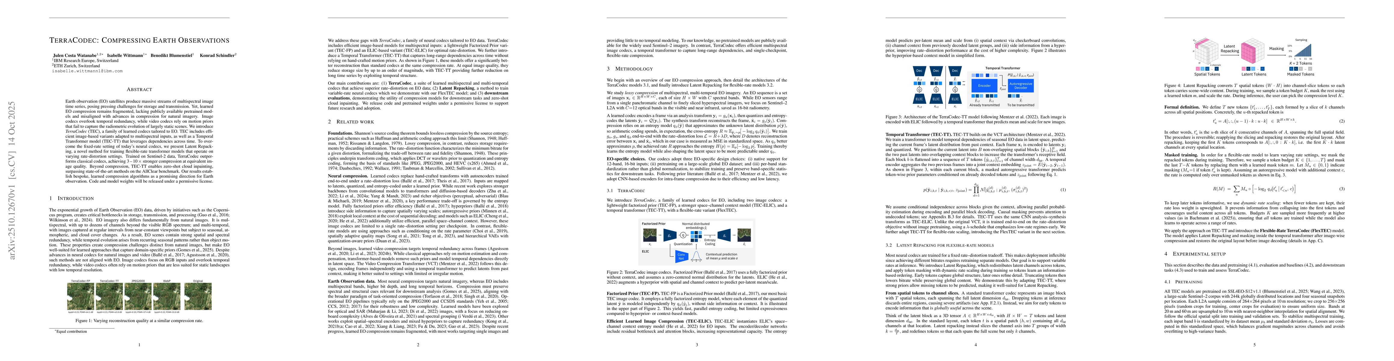 Thumbnail for TerraCodec: Compressing Earth Observations