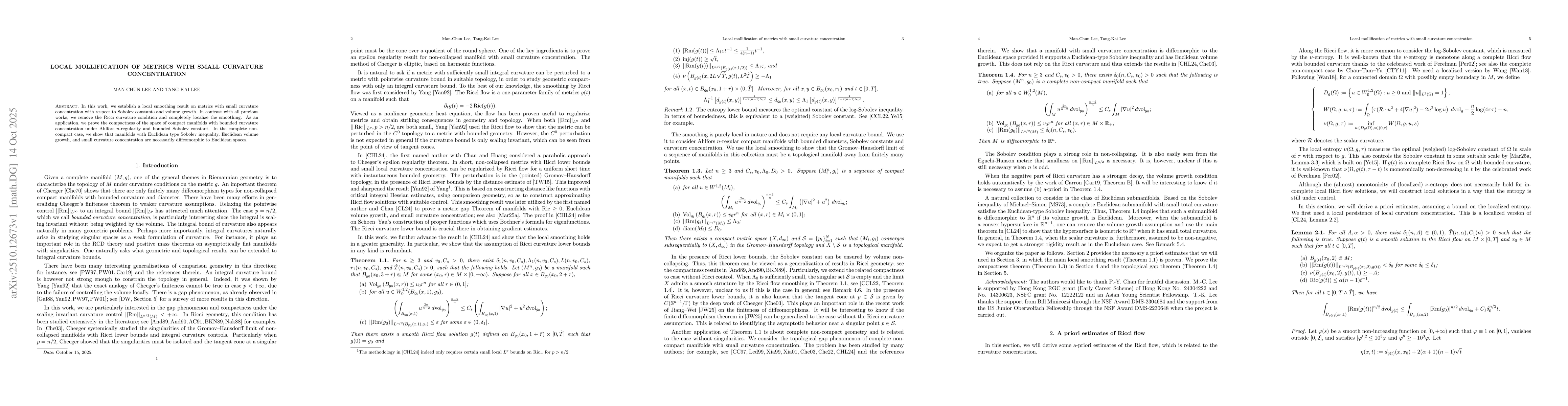 Thumbnail for Local mollification of metrics with small curvature concentration