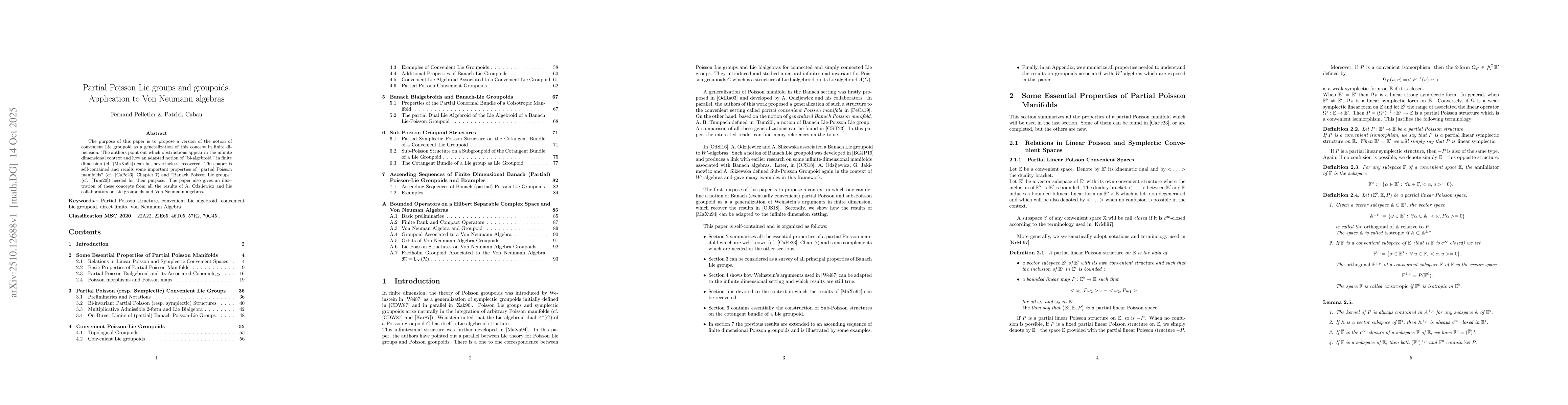 Thumbnail for Partial Poisson Lie groups and groupoids. Application to Von Neumann
  algebras