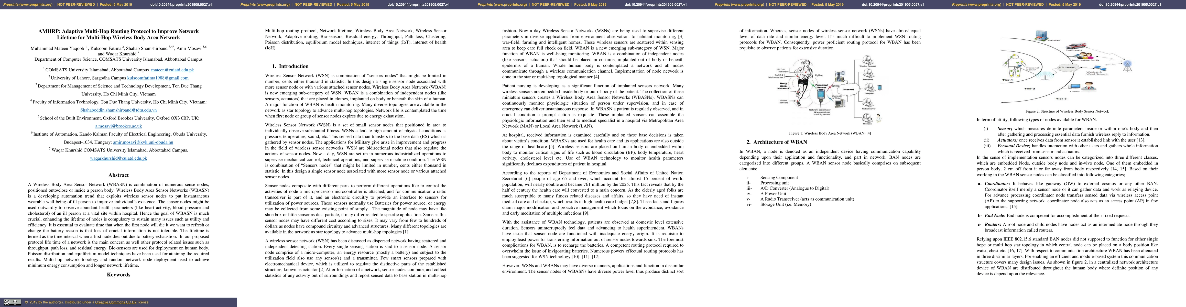Thumbnail for AMHRP: Adaptive Multi-Hop Routing Protocol to Improve Network Lifetime
  for Multi-Hop Wireless Body Area Network
