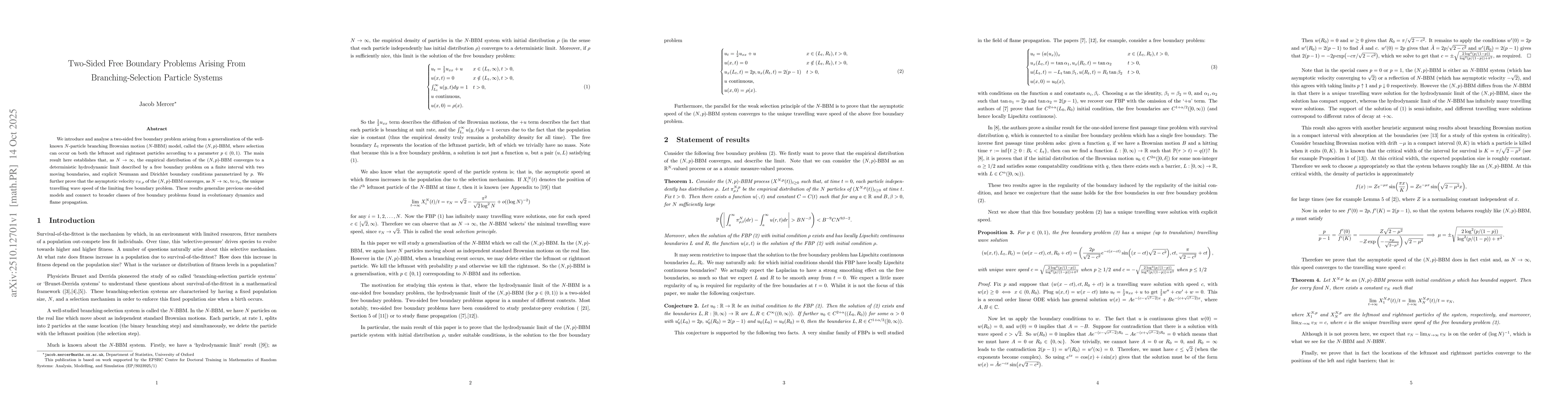Thumbnail for Two-Sided Free Boundary Problems Arising From Branching-Selection
  Particle Systems