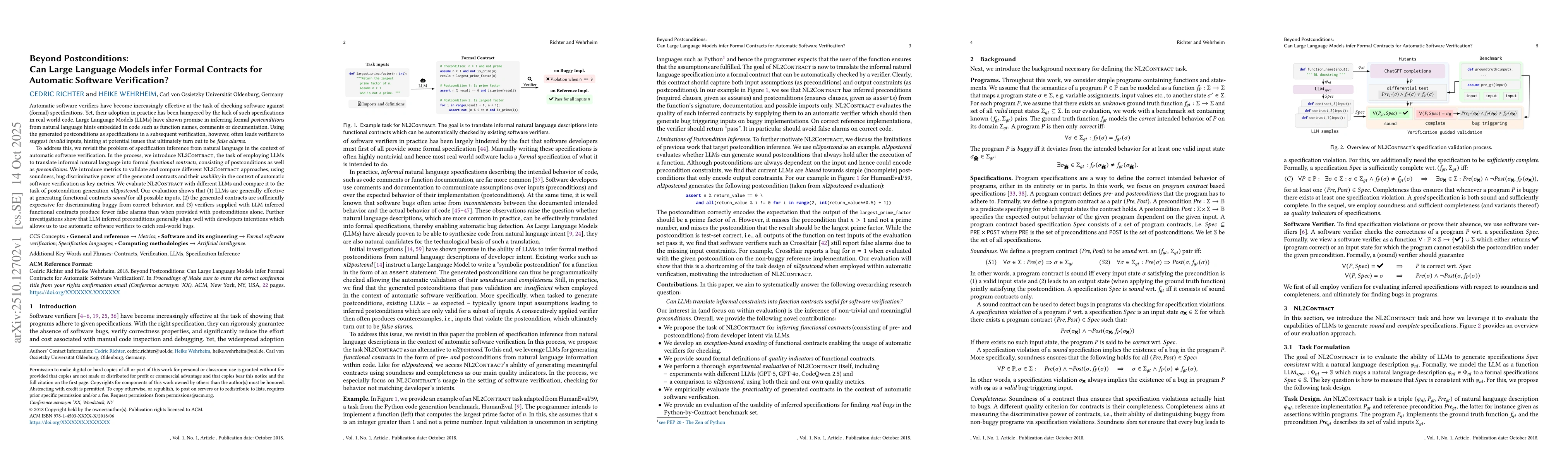 Thumbnail for Beyond Postconditions: Can Large Language Models infer Formal Contracts
  for Automatic Software Verification?