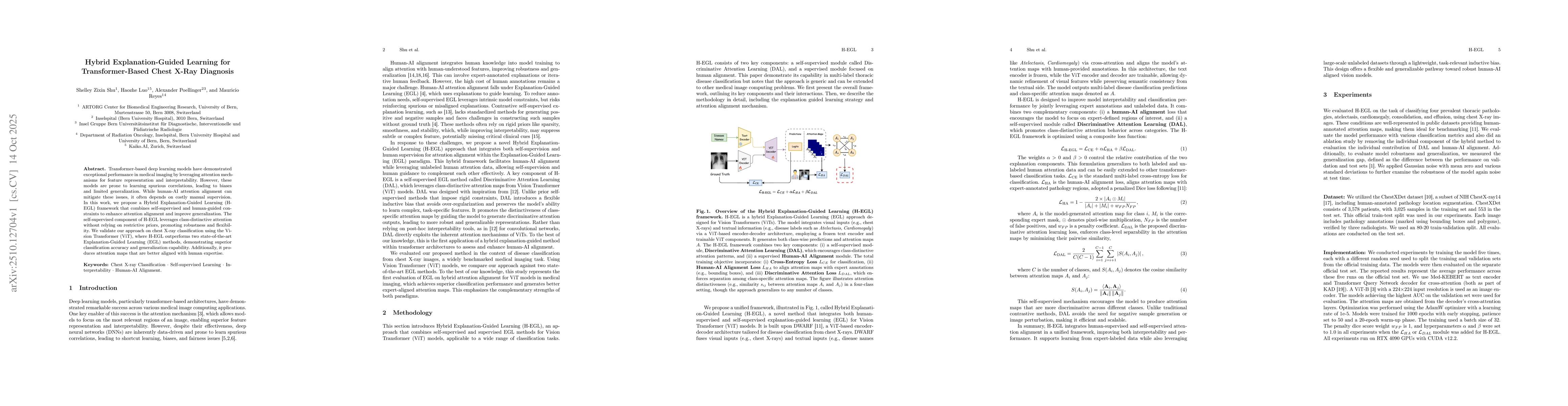 Thumbnail for Hybrid Explanation-Guided Learning for Transformer-Based Chest X-Ray
  Diagnosis
