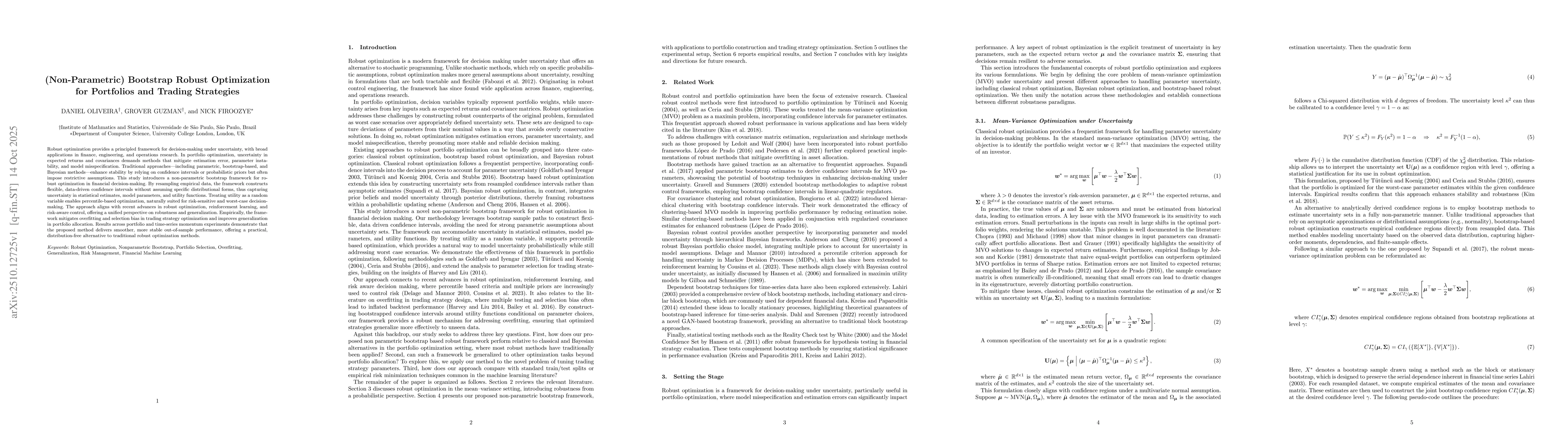 Thumbnail for (Non-Parametric) Bootstrap Robust Optimization for Portfolios and
  Trading Strategies