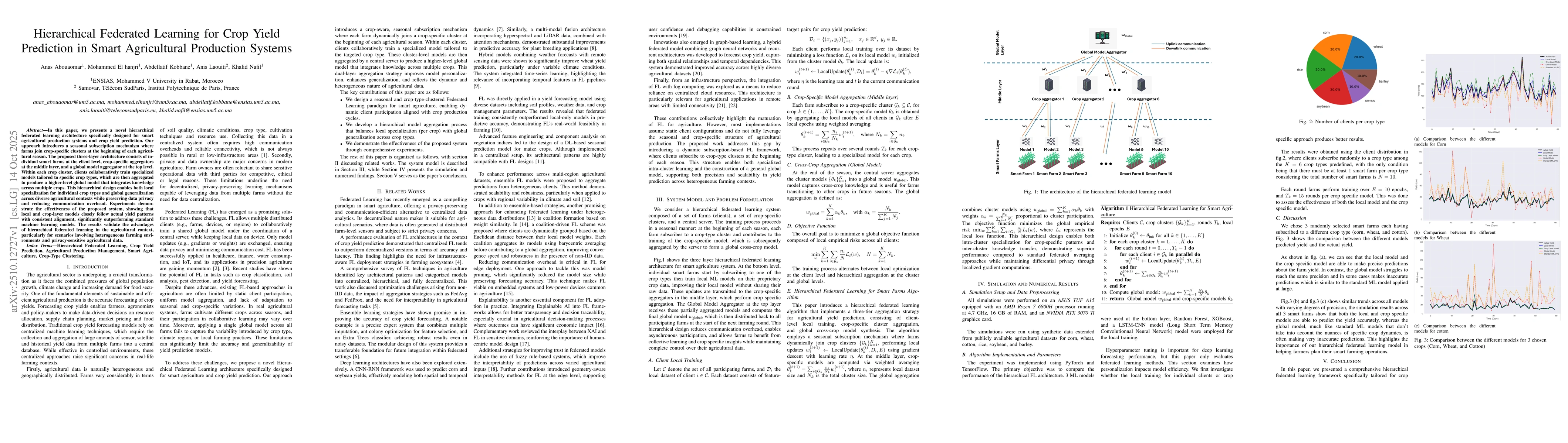 Thumbnail for Hierarchical Federated Learning for Crop Yield Prediction in Smart
  Agricultural Production Systems