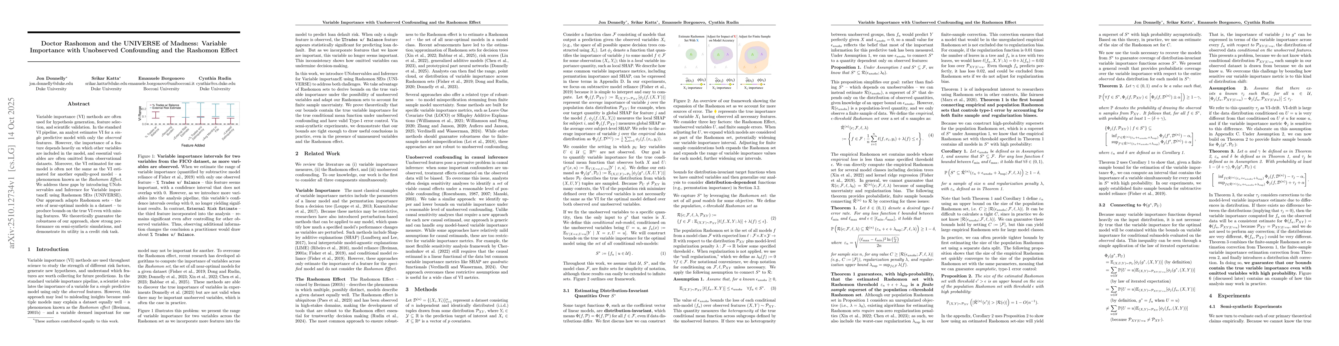 Thumbnail for Doctor Rashomon and the UNIVERSE of Madness: Variable Importance with
  Unobserved Confounding and the Rashomon Effect