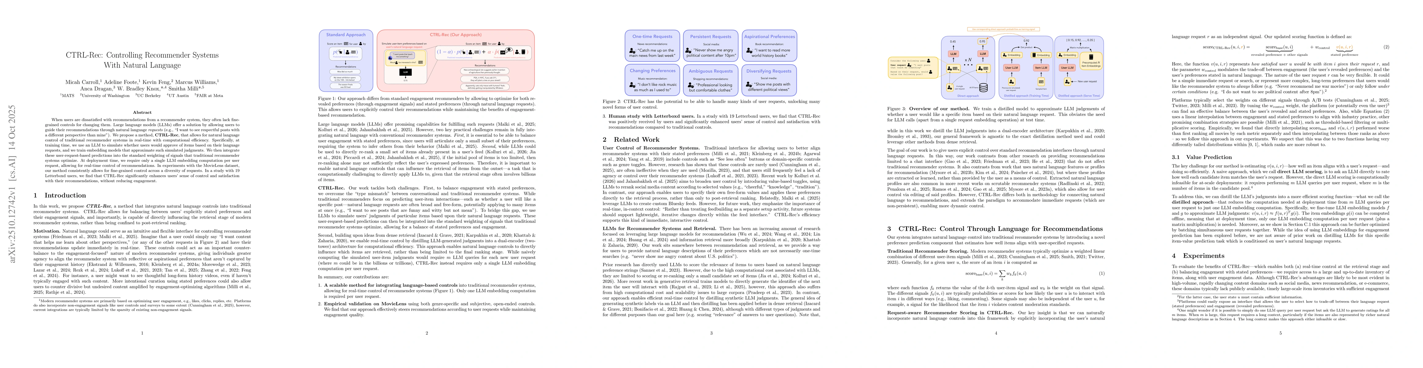 Thumbnail for CTRL-Rec: Controlling Recommender Systems With Natural Language