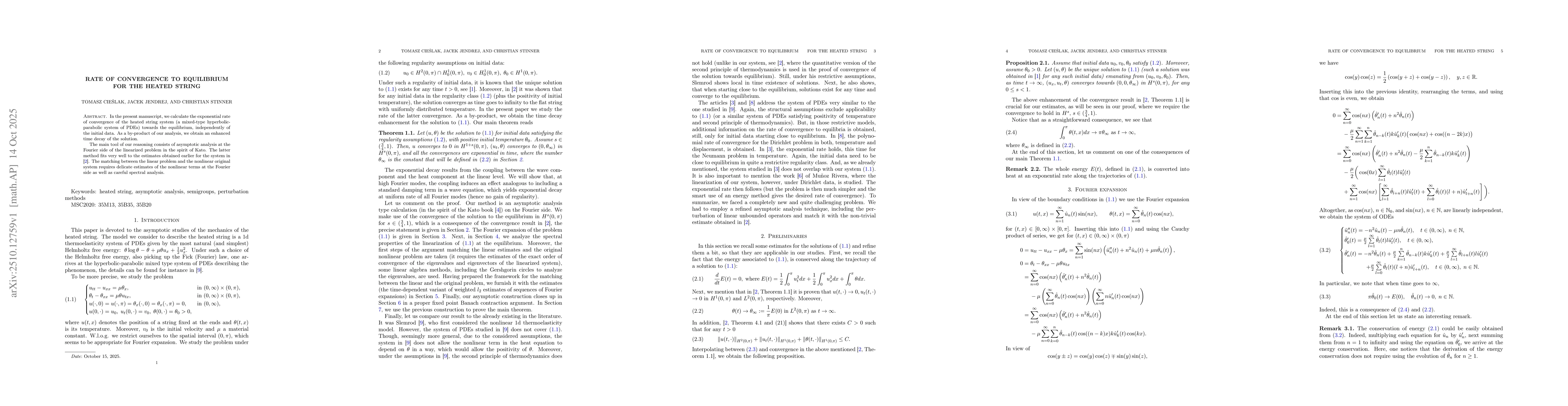Thumbnail for Rate of convergence to equilibrium for the heated string