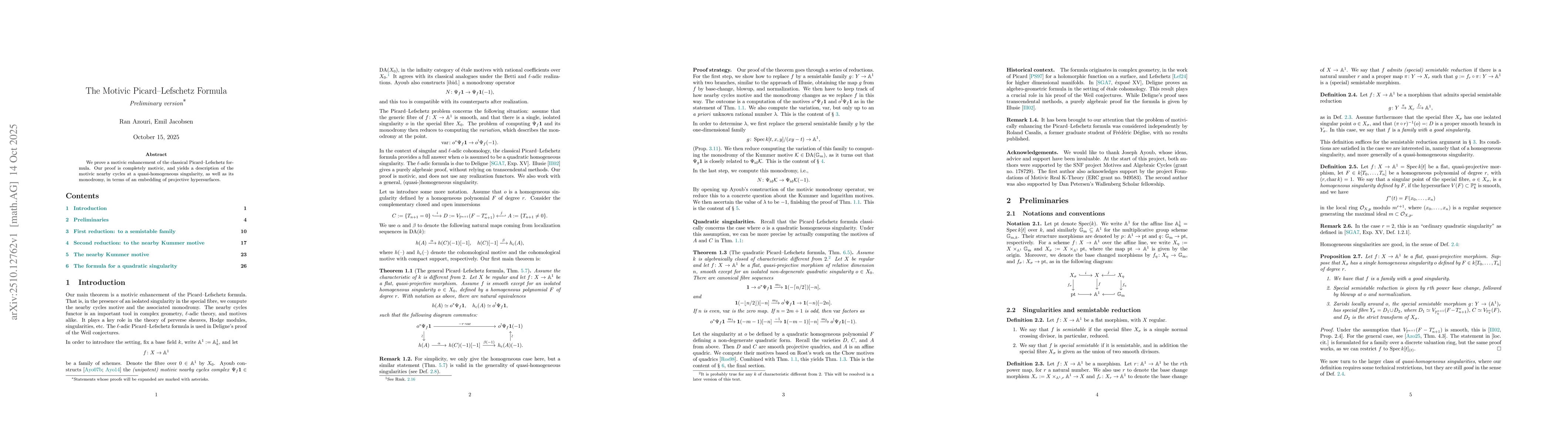 Thumbnail for The Motivic Picard--Lefschetz Formula