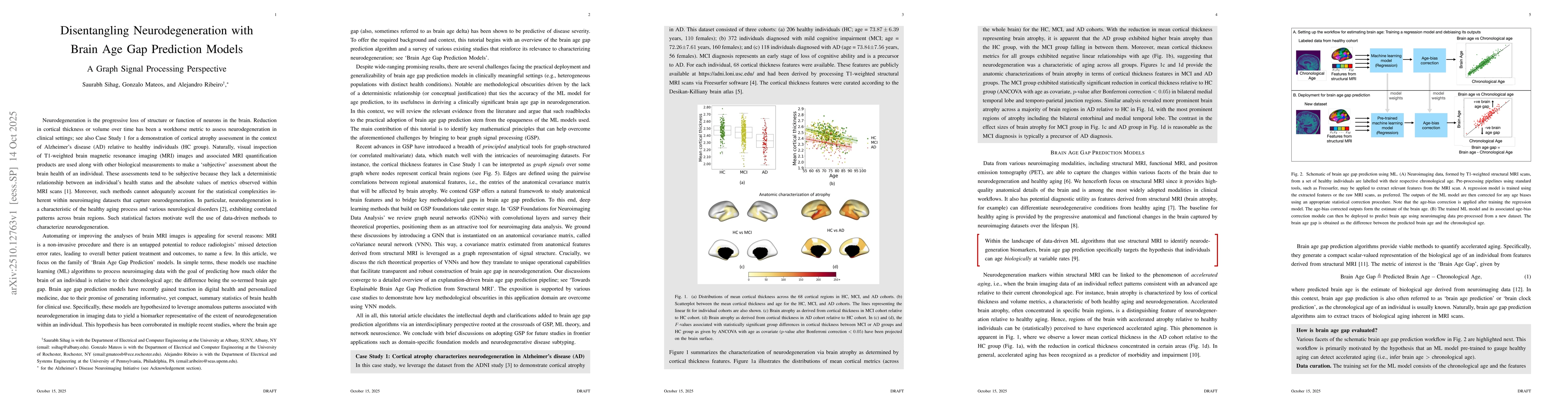 Thumbnail for Disentangling Neurodegeneration with Brain Age Gap Prediction Models: A
  Graph Signal Processing Perspective