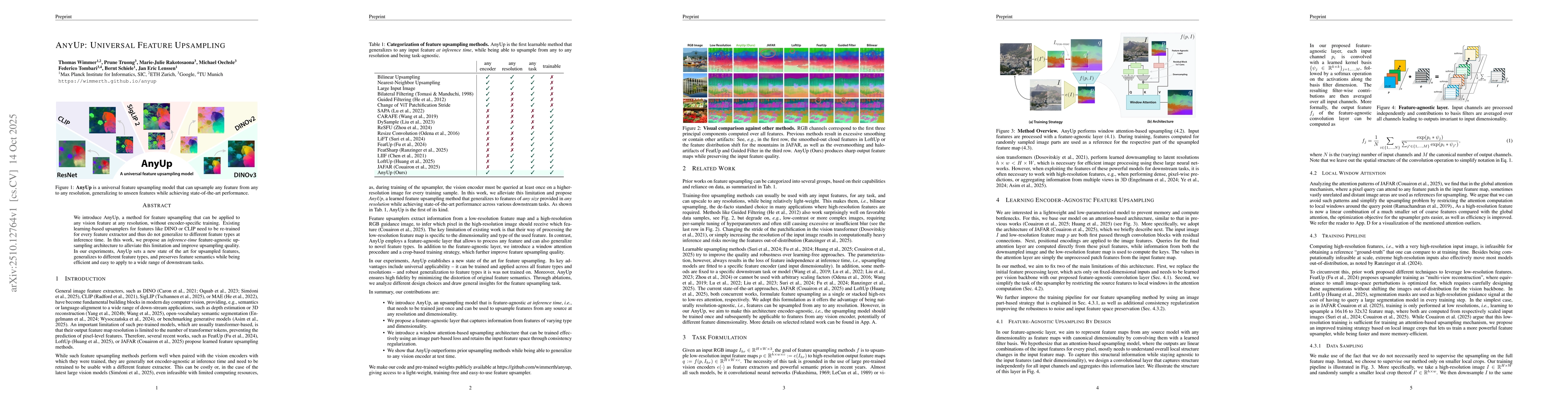 Thumbnail for AnyUp: Universal Feature Upsampling