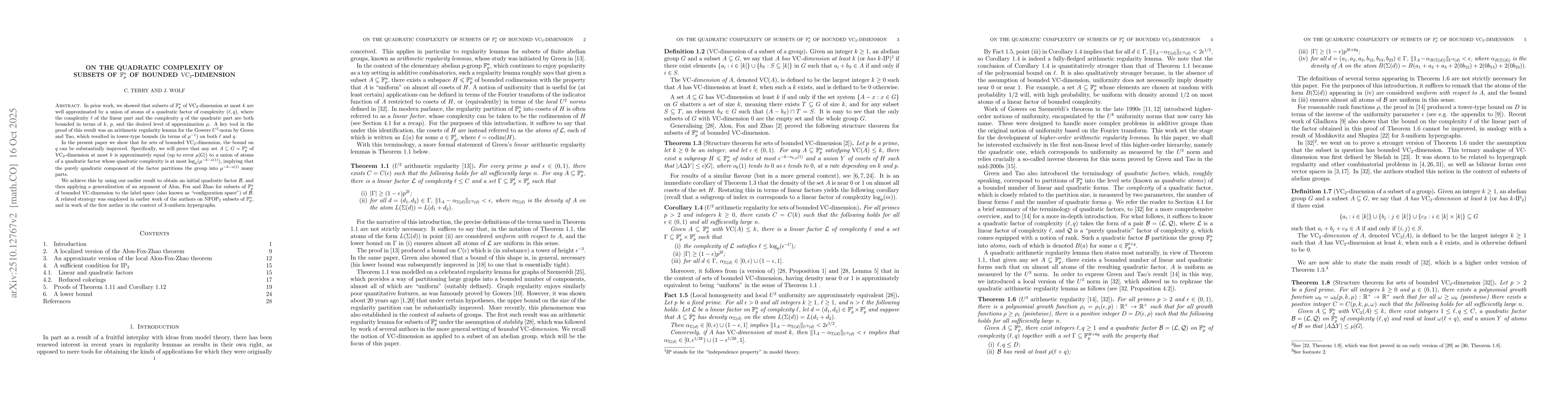 Thumbnail for On the quadratic complexity of subsets of $\mathbb{F}_p^n$ of bounded
  $\mathrm{VC_{2}}$-dimension