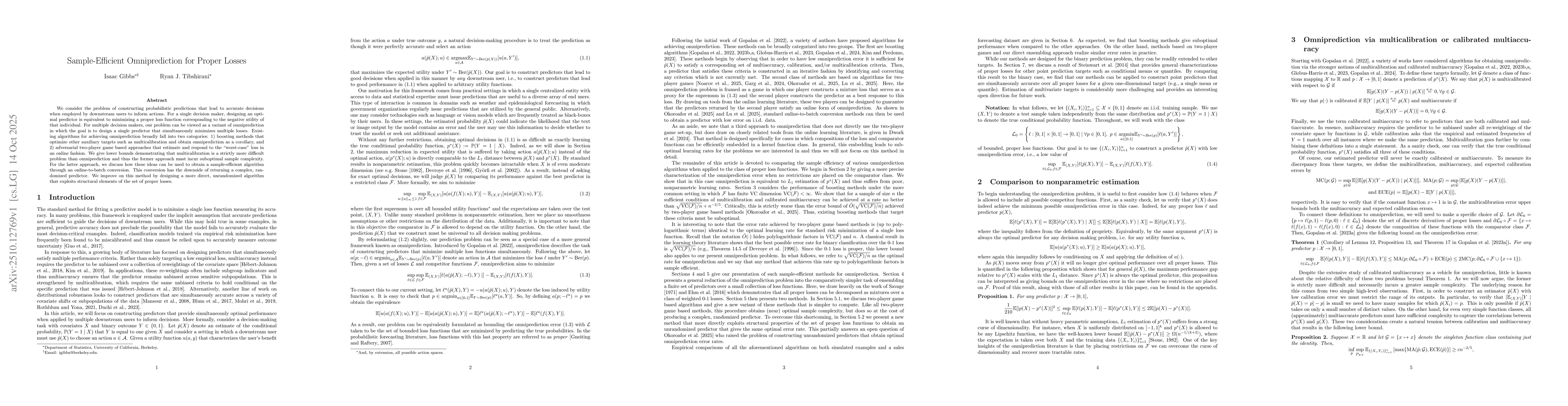 Thumbnail for Sample-Efficient Omniprediction for Proper Losses