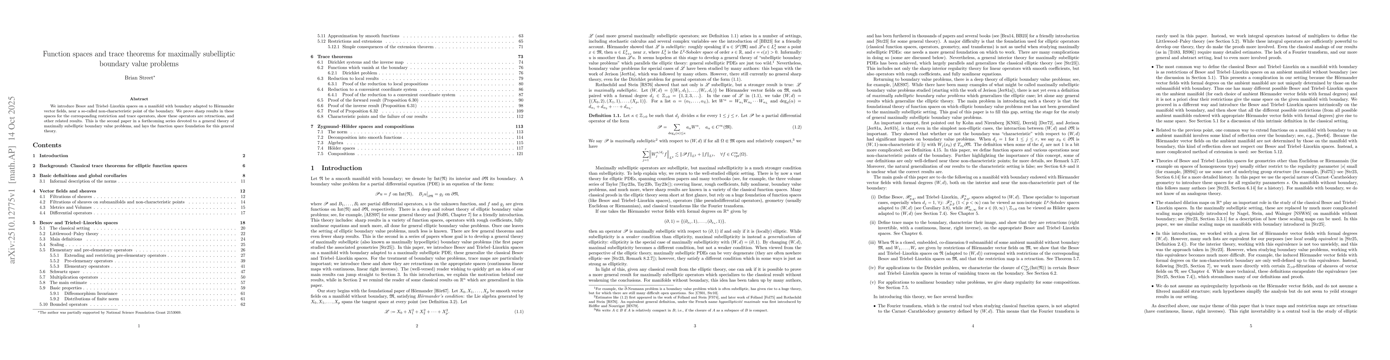Thumbnail for Function spaces and trace theorems for maximally subelliptic boundary
  value problems