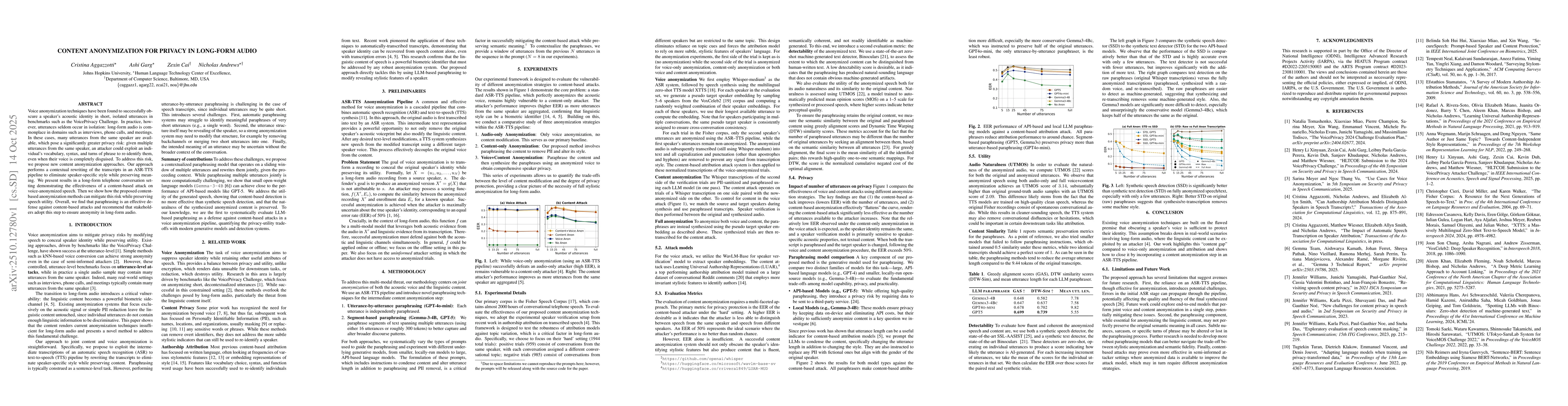 Thumbnail for Content Anonymization for Privacy in Long-form Audio