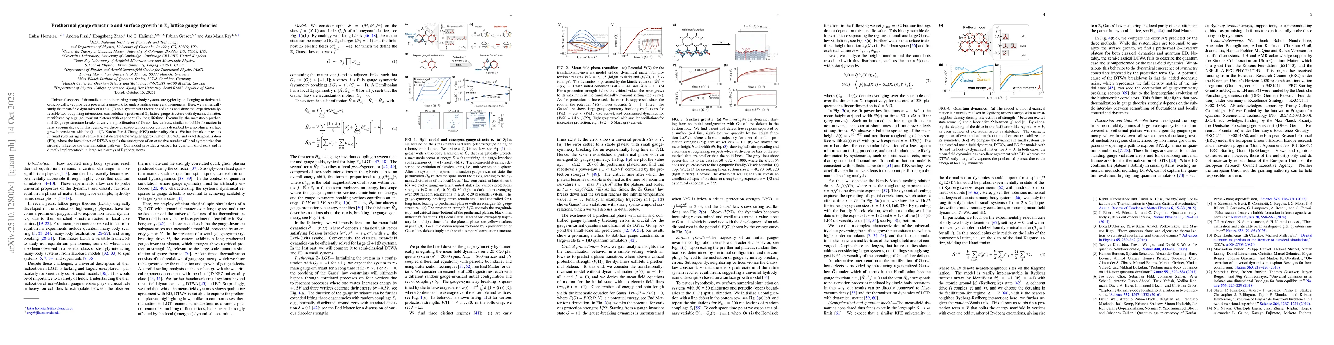 Thumbnail for Prethermal gauge structure and surface growth in $\mathbb{Z}_2$ lattice
  gauge theories