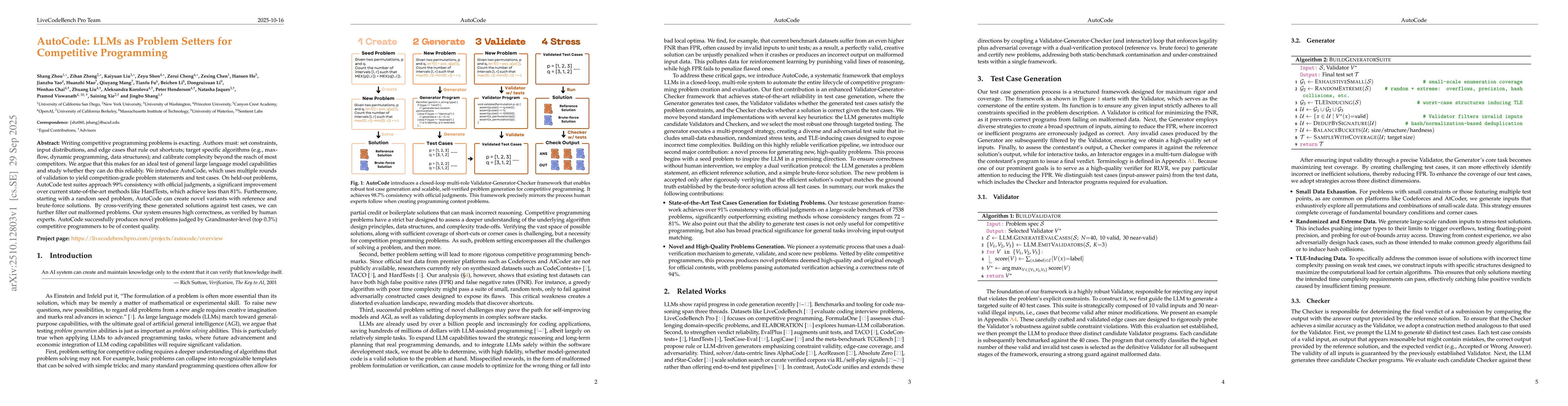Thumbnail for AutoCode: LLMs as Problem Setters for Competitive Programming