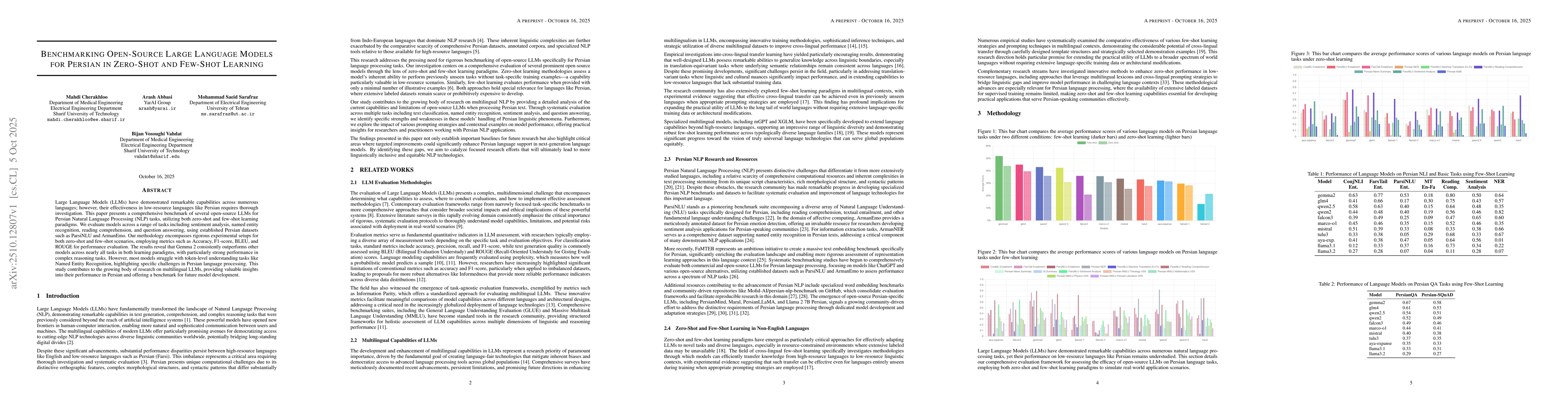 Thumbnail for Benchmarking Open-Source Large Language Models for Persian in Zero-Shot
  and Few-Shot Learning