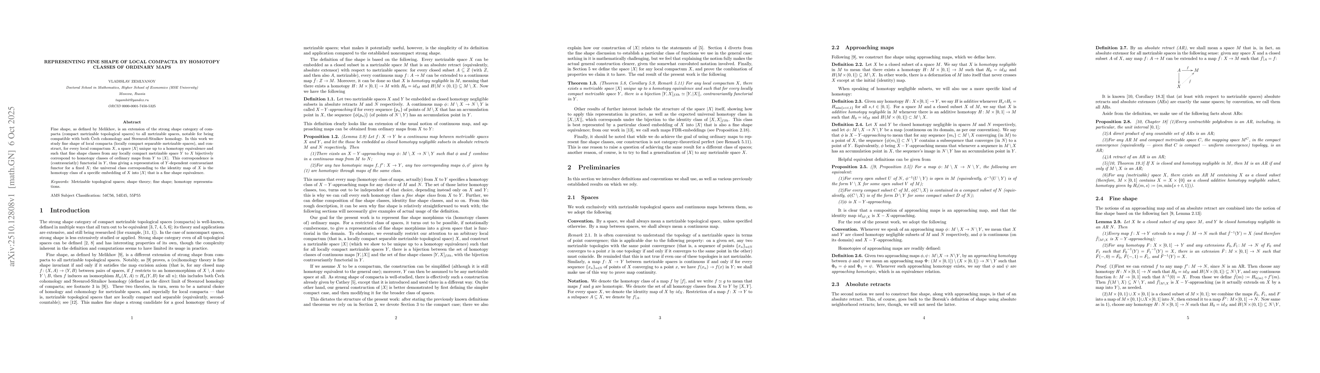 Thumbnail for Representing fine shape of local compacta by homotopy classes of
  ordinary maps